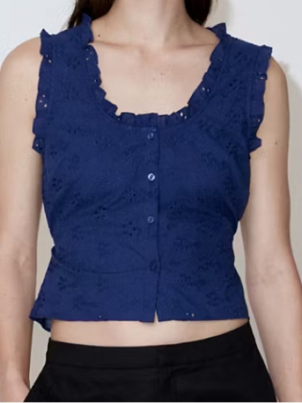Mango Royal Blue COTTON BLOUSE WITH BRODERIE ANGLAISE EMBROIDERY 1378